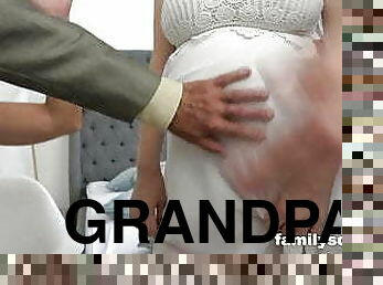 Pregnant girl watching grandparents fuck