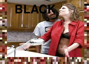 Stunning Kayla Quinn fucks Black guy in a kitchen