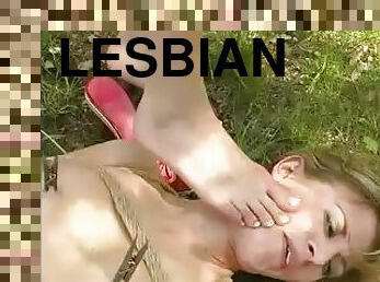 Some lesbian teasing in bed and BDSM outdoors