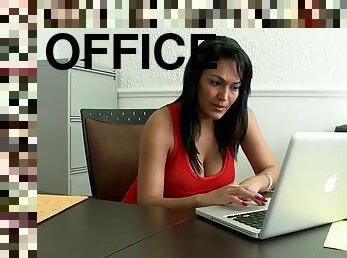 Sexy Valeria toys her pussy and gets fucked in an office