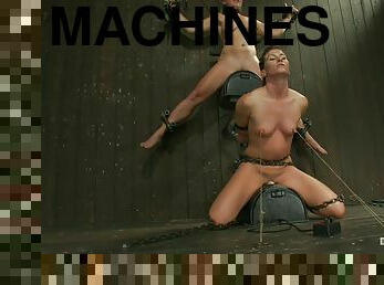 Ariel X and Dia Zerva ride fucking machines in hot BDSM video