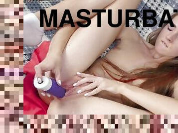 18 Virgin Sex - Cutie cums all over a toy