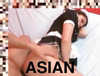 Sexy ass asian maid nailed deep from behind