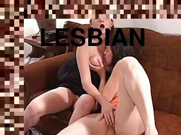 Two brunette lesbians enjoy fingering and toying each other's cunts