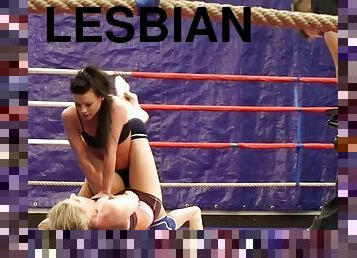 Stunning Ally & Melane having nude battle in Nude Fight Club