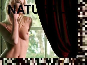 Shannon James the naked blonde walks around the house