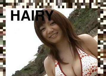 Meguru Kosaka shows off her hairy pussy to get it shaved
