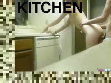 Moaning Doggystyle Quickie In The Kitchen