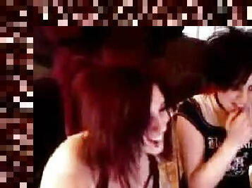 Horny Lesbians Flash Tits on Webcam