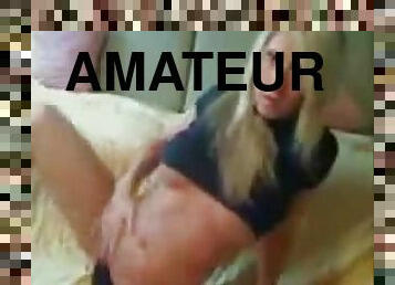 Needy blonde bimbo stripping on her webcam