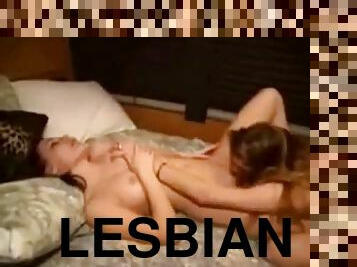 Lesbians sucking on each others tits and fucking