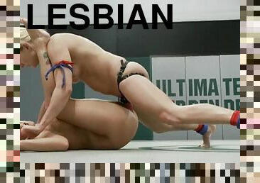 Blonde And Brunette Get the lesbian Action They Wanted In A Wrestling Match