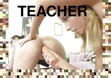Horny teacher having lesbian session with her student