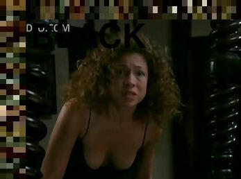 Alex Kingston Looking Sexy in Black Sleeping Clothes
