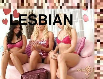 Three stunning pornstars have some lesbian toying fun