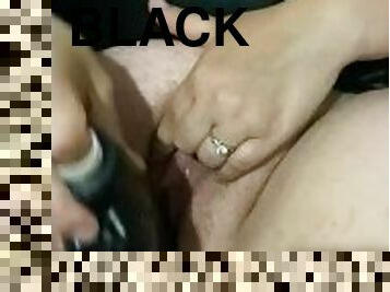 Fucking my wet pussy with a big black dildo