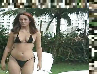 Slender Latina takes her bikini off for some perversions
