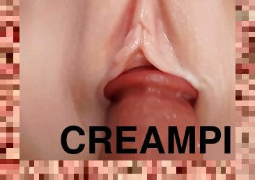 Primer plano Creampie Sonido Mujer Gimiendo con Sexy Vagina Llena de Semen – Desired Orgasms