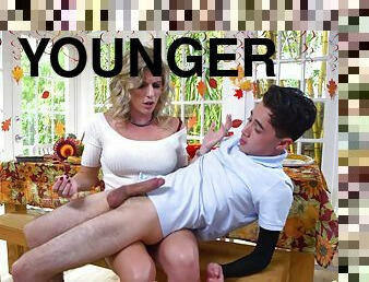 Horny younger guy gets his dick pleasured by MILF Cory Chase