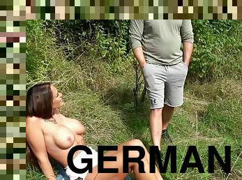 German big tits brunette at outdoor fuck