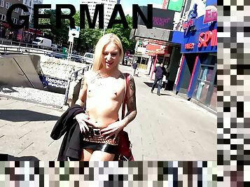 German skinny teen at public flashing sextape