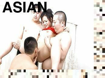 Asian pornstar Rui Natsukawa gets fucked by lot of dudes. HD