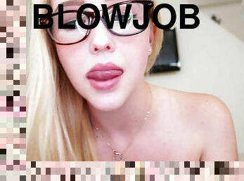 Video of sexy blonde babe Samantha Rone pleasuring a stiff dick