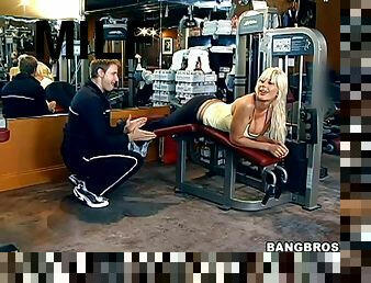 Puma Swede the blonde MILF gets fucked rough in gym