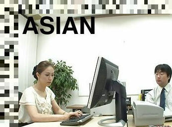 Asian couple have hot sex in the office and enjoy asslicking