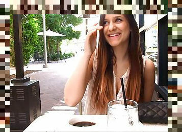 Delicious Nicole Talks About Sex In A Restaurant Outdoors