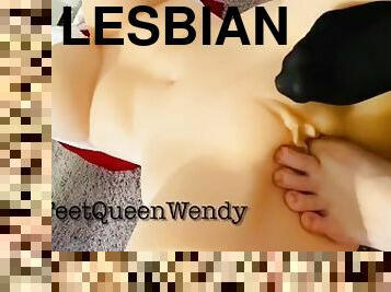 Lesbian Plays With Her Sex Doll With Her Feet