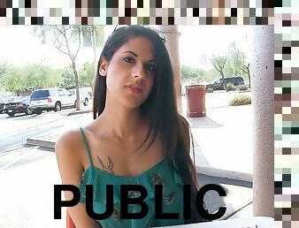 We got a public flasher in this video and good thing for us it's a hot brunette