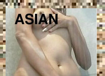 Teasing under shower - Asian girl - Skinny girl