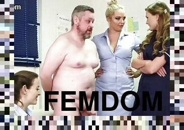 CFNM femdom group humiliating small dick