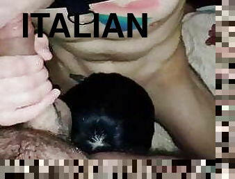 Italian threesome dick sucking