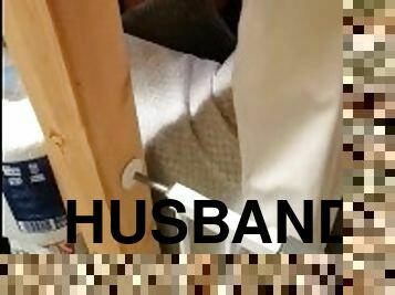 Husband watches wife masturbating and watching porn