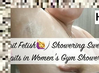 (armpit fetish) Showering sweaty armpits in women's gym locker room - GlimpseOfMe