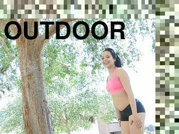 A sporty FTV model will be jogging naked
