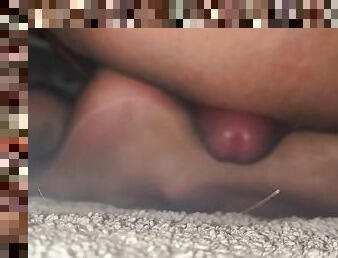 Rubbing my cock to orgasm in black pantyhose