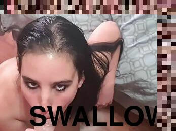 Anal and pussy fucking after work  CUM SWALLOW  Ass to mouth