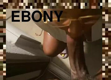 Ebonyy Whore Sucks my dick 3rd floor On The Balcony