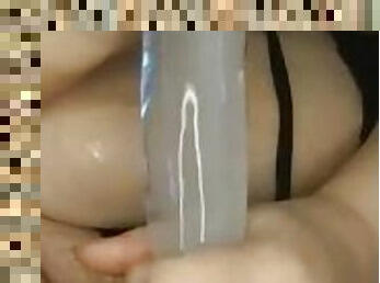 Chubby fucks fat pussy w/ HUGE ICE Dildo