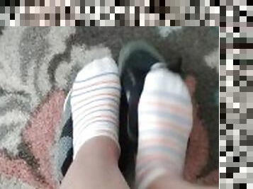 I take off my cute shoes and socks ????
