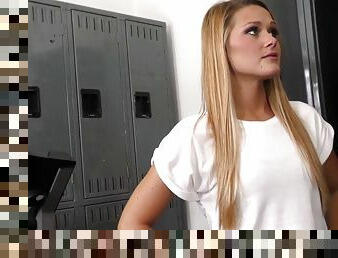 Fucks blonde in the empty locker room