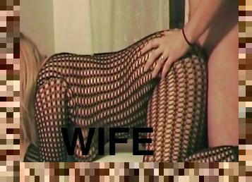 Fucking The Chubby Wife Wearing Fishnet Stockings