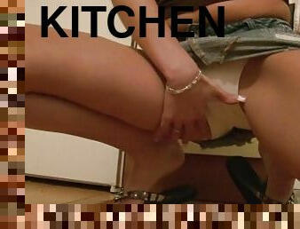 blonde girl strips naked and masturbates in the kitchen (GIRL'S WET INTIMACIES Scene 06)