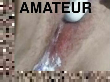 There is a dick in the ass and a vibrator on the clitoris, she gets high from this