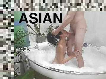 Fuck Tiny Asian's face in a Jacuzzi
