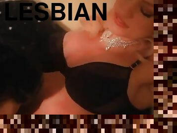 Horny lesbian pornstar in a lovely bra having her tits sucked before masturbating passionately