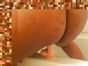 Latina bbw riding dildo in the bathroom